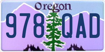 OR license plate 978QAD