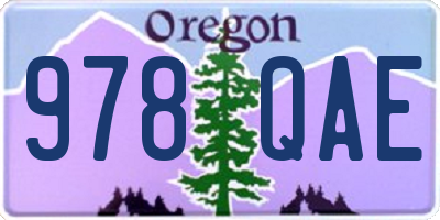 OR license plate 978QAE
