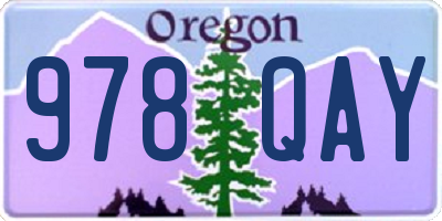 OR license plate 978QAY