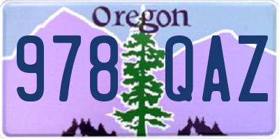 OR license plate 978QAZ