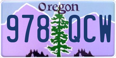 OR license plate 978QCW