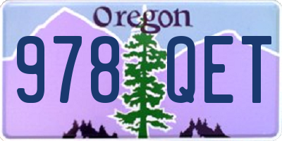 OR license plate 978QET