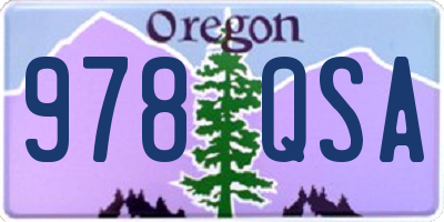 OR license plate 978QSA
