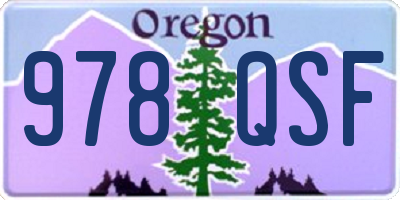 OR license plate 978QSF