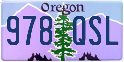 OR license plate 978QSL