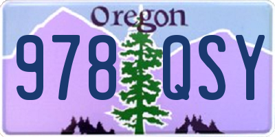 OR license plate 978QSY