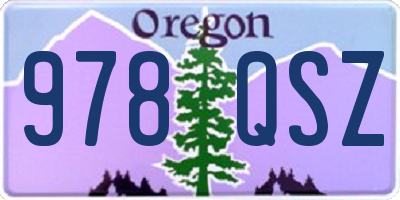 OR license plate 978QSZ