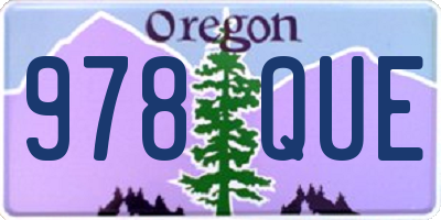OR license plate 978QUE