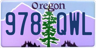 OR license plate 978QWL