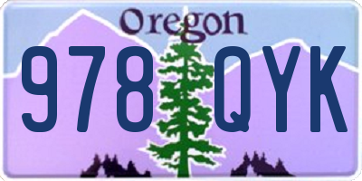 OR license plate 978QYK
