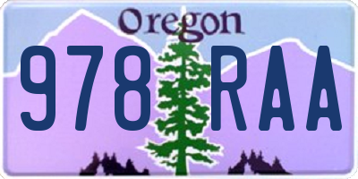 OR license plate 978RAA