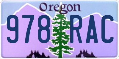 OR license plate 978RAC