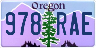 OR license plate 978RAE