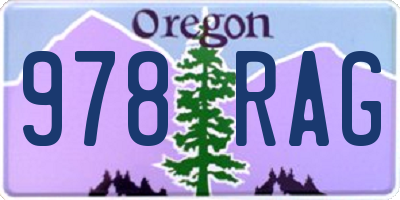 OR license plate 978RAG