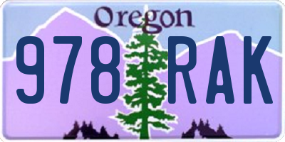 OR license plate 978RAK