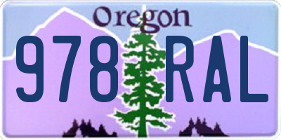 OR license plate 978RAL