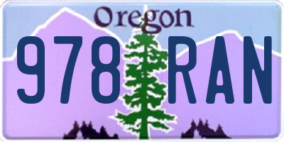 OR license plate 978RAN