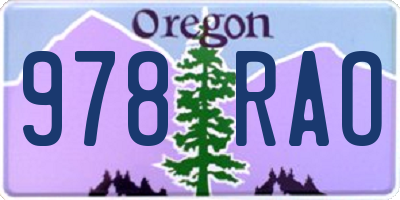 OR license plate 978RAO