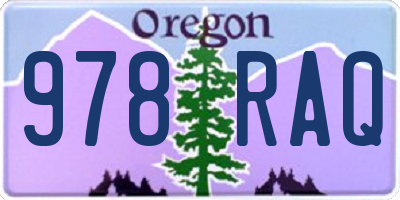 OR license plate 978RAQ
