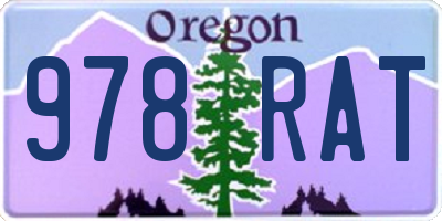 OR license plate 978RAT