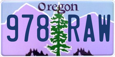 OR license plate 978RAW