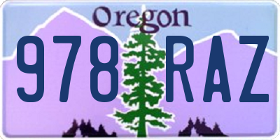 OR license plate 978RAZ