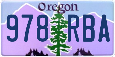 OR license plate 978RBA