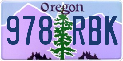 OR license plate 978RBK