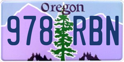 OR license plate 978RBN