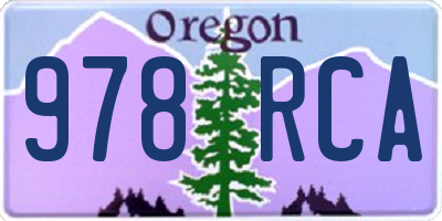 OR license plate 978RCA