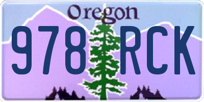 OR license plate 978RCK