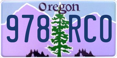 OR license plate 978RCO