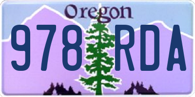 OR license plate 978RDA