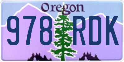 OR license plate 978RDK