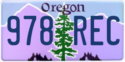 OR license plate 978REC