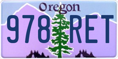 OR license plate 978RET