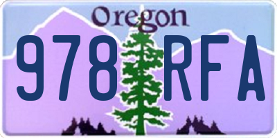 OR license plate 978RFA