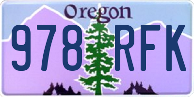 OR license plate 978RFK