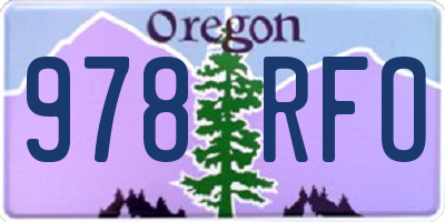 OR license plate 978RFO