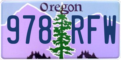 OR license plate 978RFW