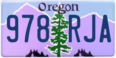 OR license plate 978RJA