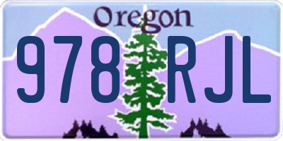 OR license plate 978RJL