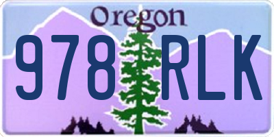 OR license plate 978RLK