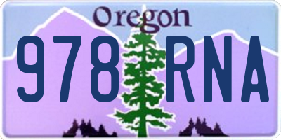 OR license plate 978RNA