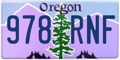 OR license plate 978RNF