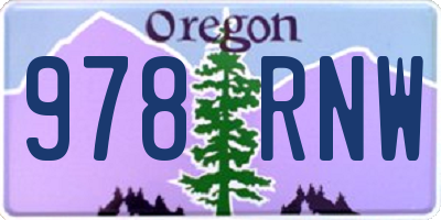 OR license plate 978RNW