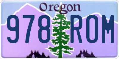 OR license plate 978ROM
