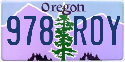 OR license plate 978ROY