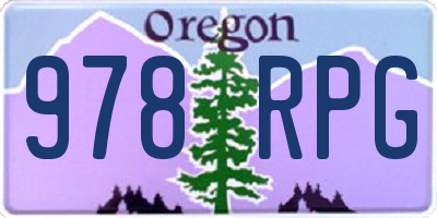 OR license plate 978RPG