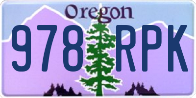 OR license plate 978RPK